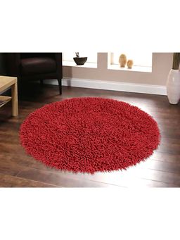 Saral Home - Cotton Anti-Skid Round Bath Mat (Dark Pink, 60 x 60 cm)